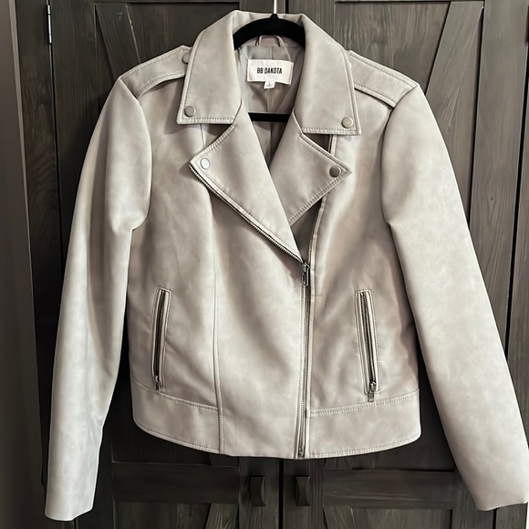 Faux Leather Jacket Grey L - Picture 1 of 8